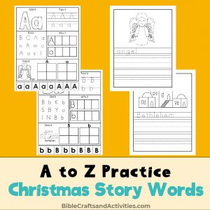 preschool a to z practice christmas story words