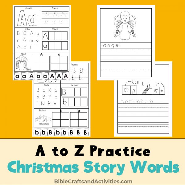 preschool a to z practice christmas story words