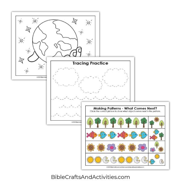preschool activity pages for the creation story