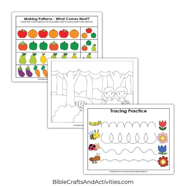 story of adam and eve preschool activity pages