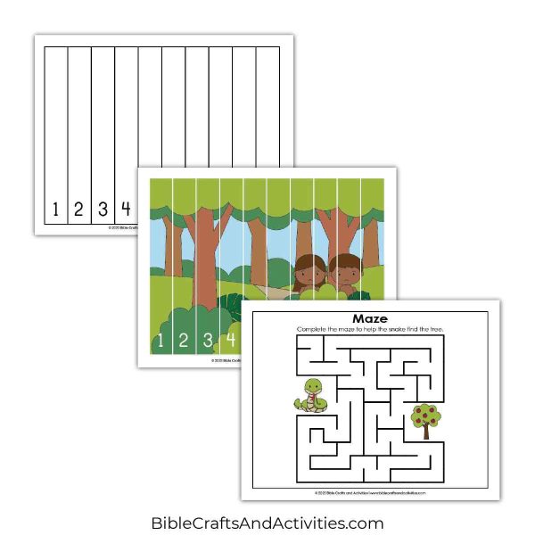 story of adam and eve preschool activity pages