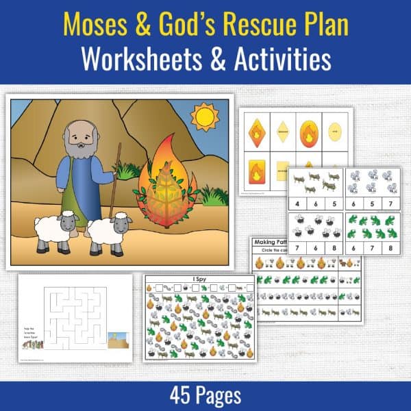 preschool printables for moses and the burning bush and the ten plagues