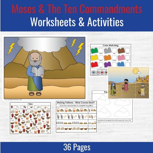 preschool printables for moses and the ten commandments