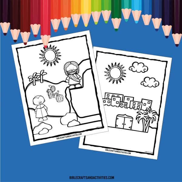 lent coloring pages Jesus is tempted and city of Jerusalme