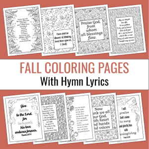 9 fall coloring pages featuring hymn lyrics