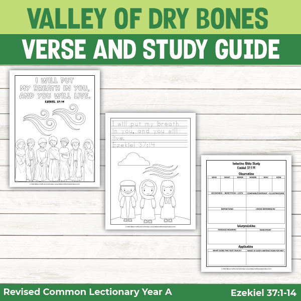 examples of activity pages for Ezekiel and the Valley of Dry Bones