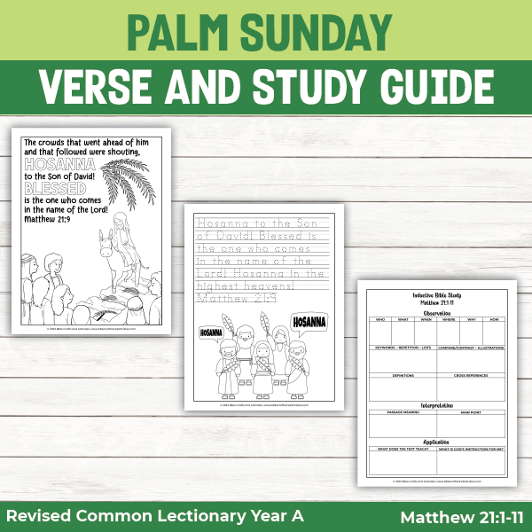 bible verse activity pages for Palm Sunday lesson