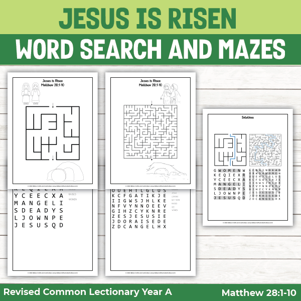 word search activity pages for Easter Sunday - Jesus is Risen