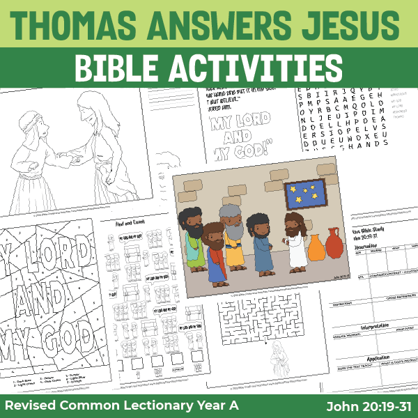 activity pages for Thomas Answers Jesus