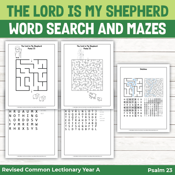 Word search pages for Psalm 23