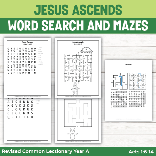 jesus ascends word search and mazes