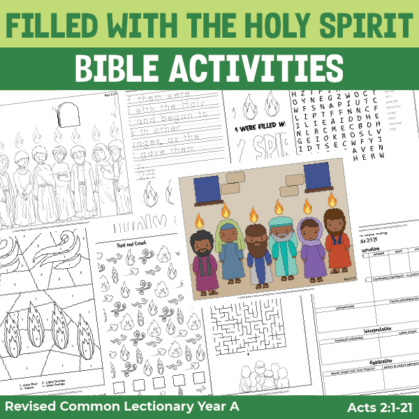 bible activity pages about the story of pentecost
