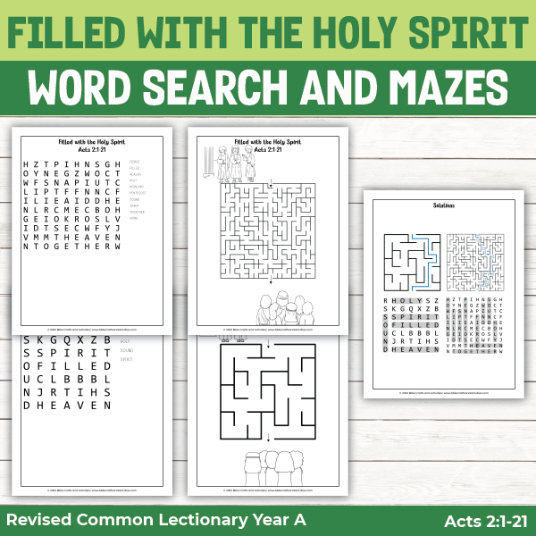 pentecost word search and mazes