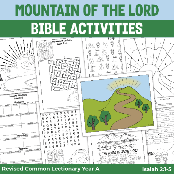 Isaiah 2:1-5 Activity Pages for Mountain of the Lord