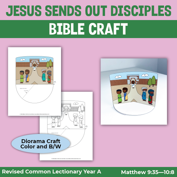 printable craft illustrating the story of Jesus sending out the 12 disciples