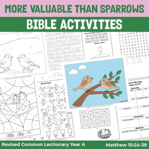 activity pages about people being more valueable than sparrows