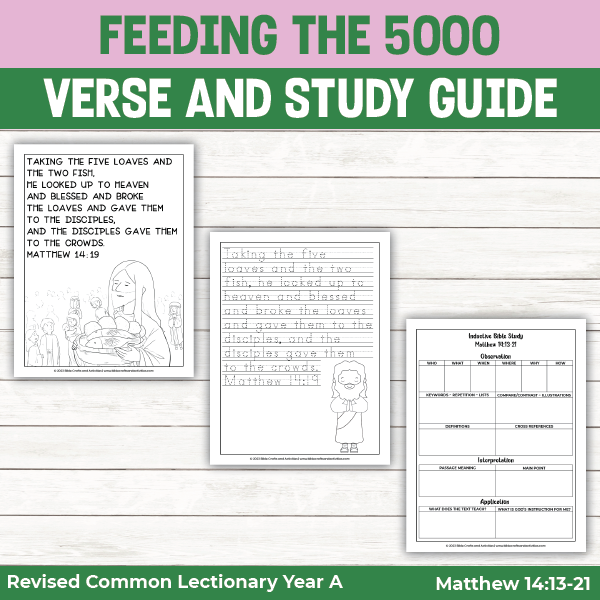bible verse activity pages for the feeding the five thousand