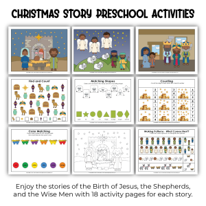 Christmas Story Preschool Printables - Jesus is Born, Angels and Shepherds, Wise Men Visit