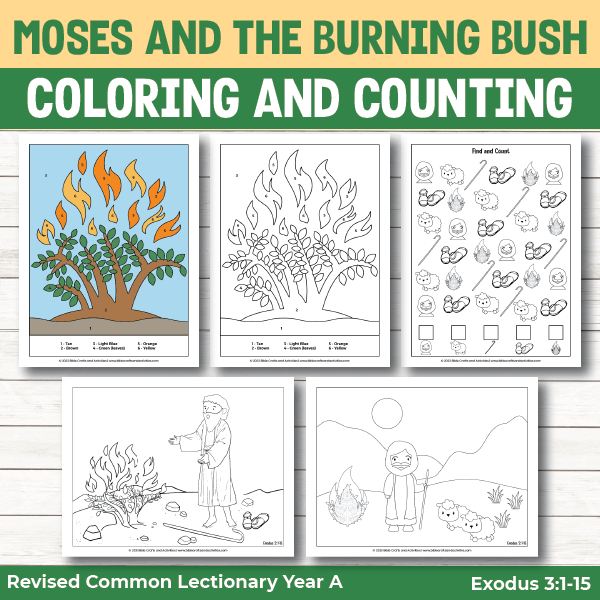 moses and the burning bush activity pages coloring pages and find and count