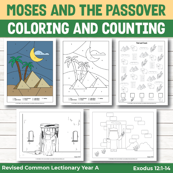 moses and the passover activity pages coloring and I Spy game