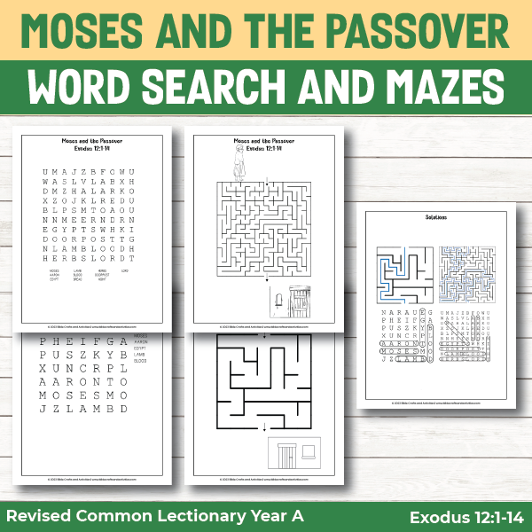 moses and the passover activity pages word searches and mazes