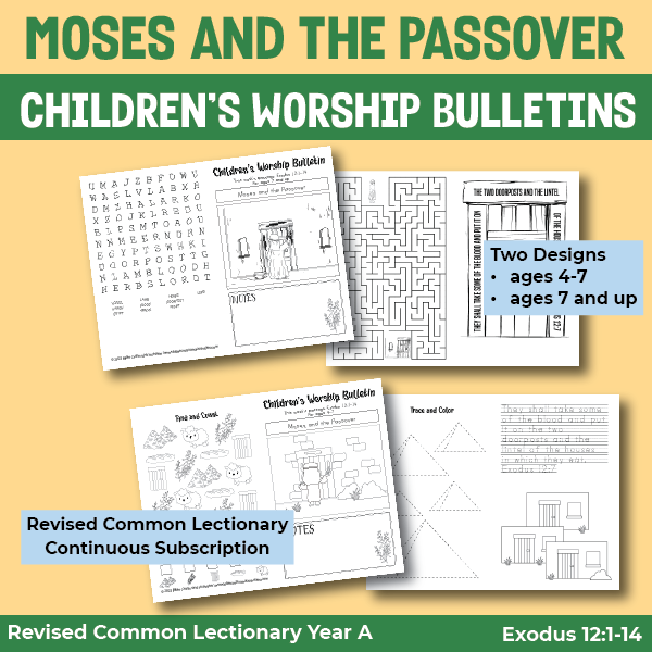 children's worship bulletin for moses and the passover