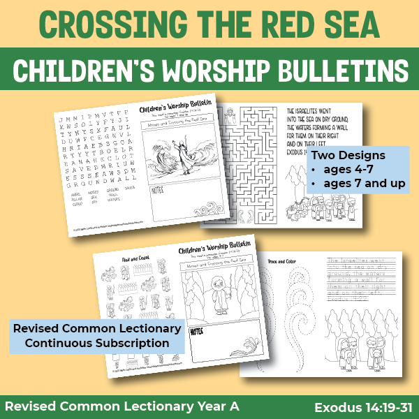 children's worship bulletin for crossing the red sea
