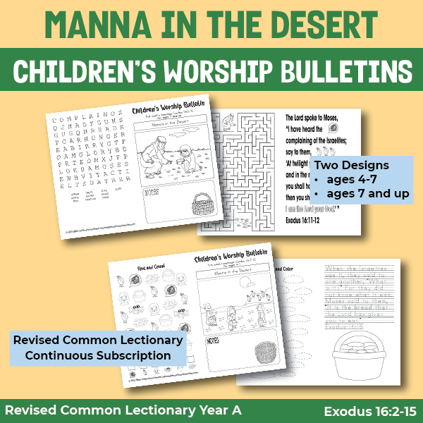 children's worship bulletin for manna in the desert