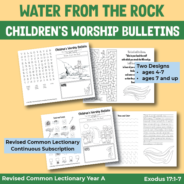 children's worship bulletin for water from the rock