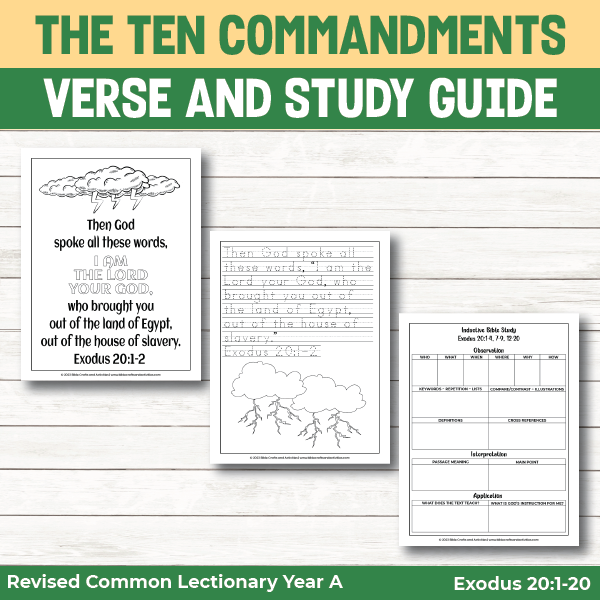 activity pages for the ten commandments - bible verses and study guide