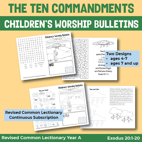 children's worship bulletin for the ten commandments