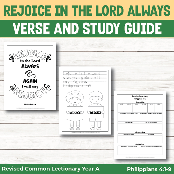 activity pages for rejoice in the lord always from Philippians 4:1-9 - bible verses and study guide