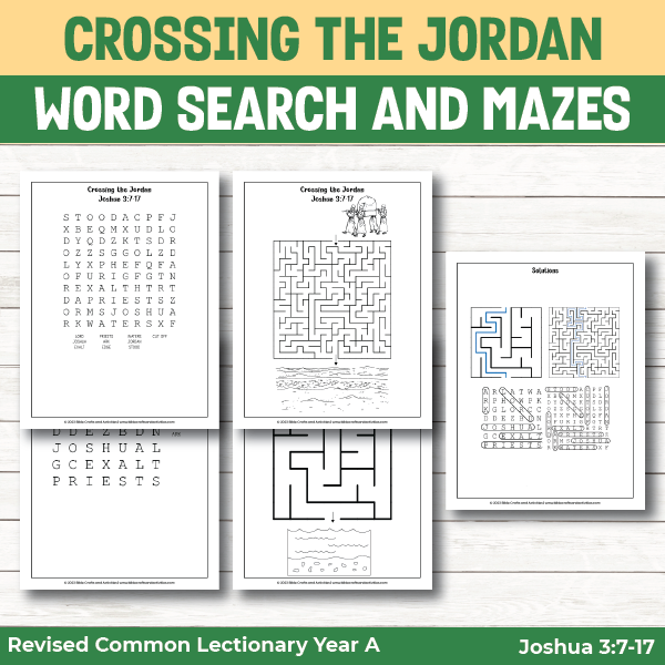 activity pages for crossing the jordan - word search games and mazes