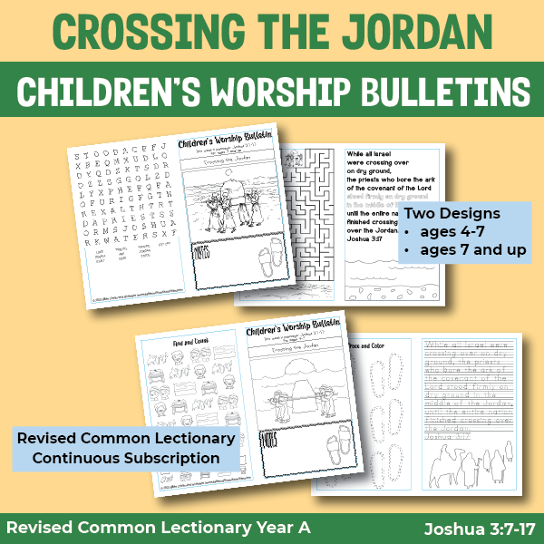 children's worship bulletin for crossing the jordan