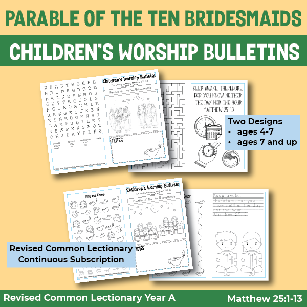 children's worship bulletin for parable of the ten bridesmaids