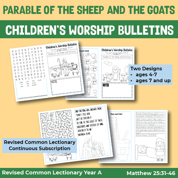 children's worship bulletins for parable of the sheep and the goats