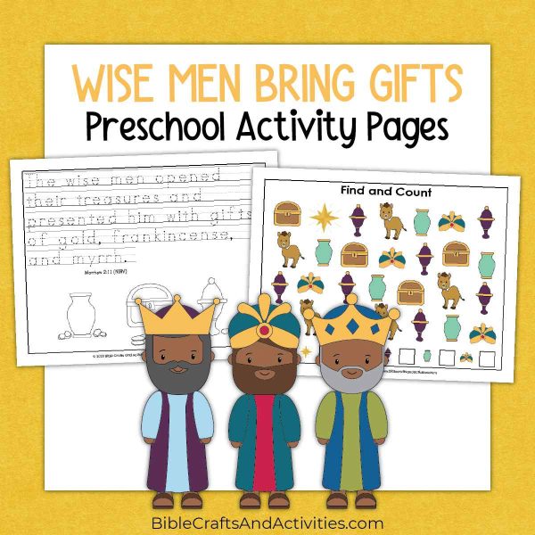 wise men bring gifts preschool activity pages.