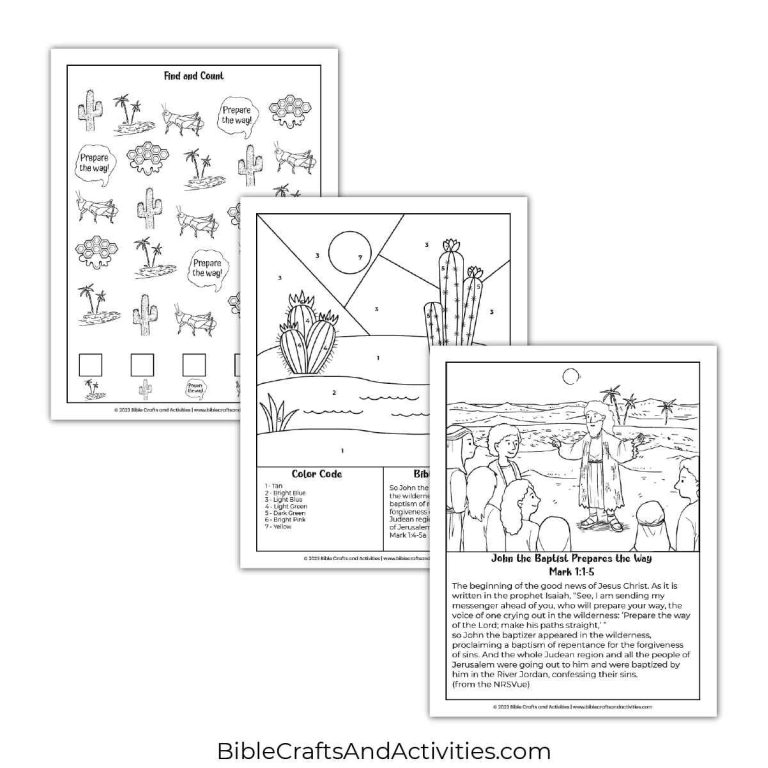 John the Baptist Prepares the Way Activity Pages - Bible Crafts Shop