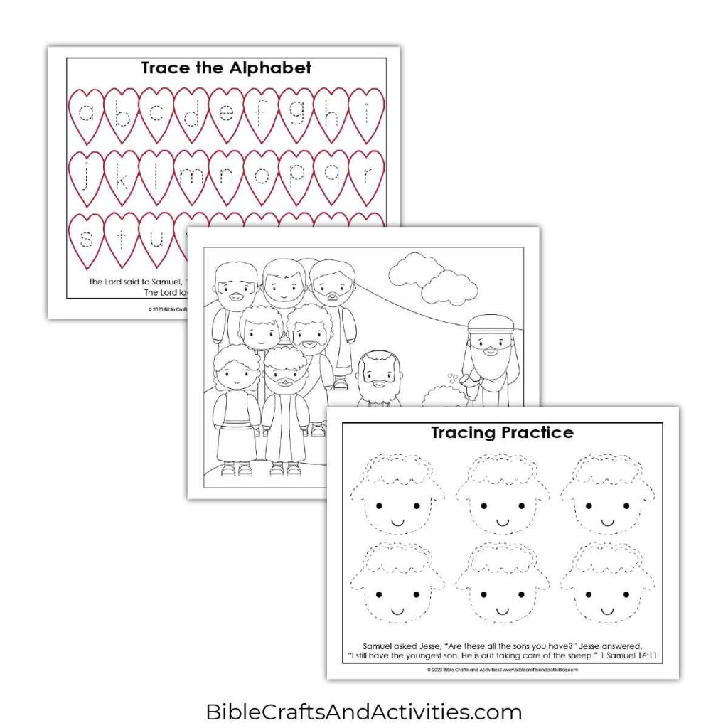Samuel Anoints David Preschool Activity Pages Bible Crafts Shop