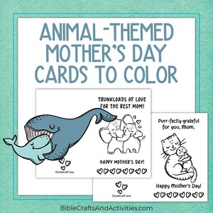 animal-themed mother's day cards to color