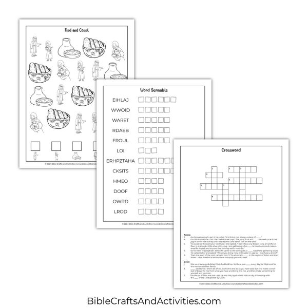 elijah and the widow of zarephath activity pages