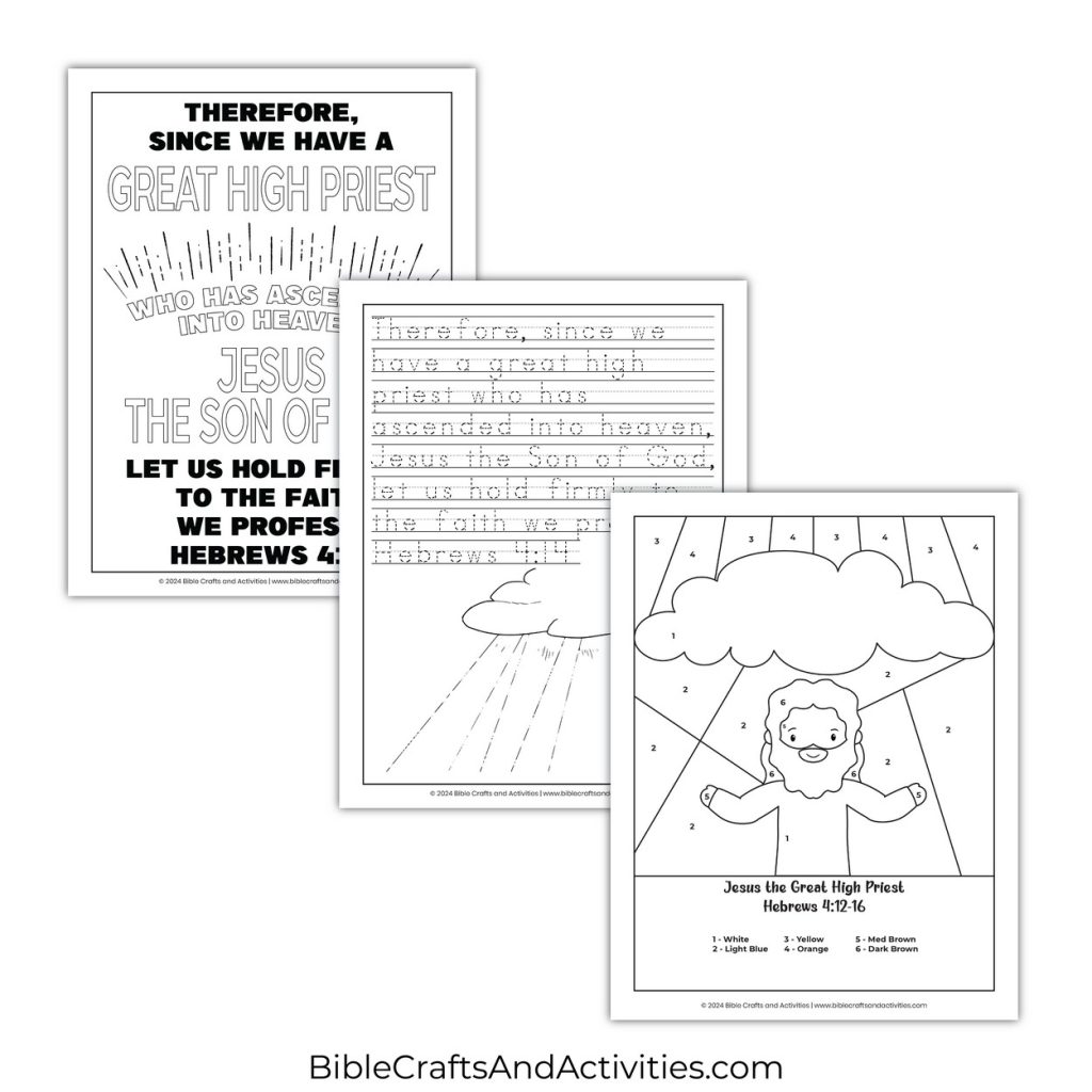 Jesus the Great High Priest Activity Pages - Bible Crafts Shop
