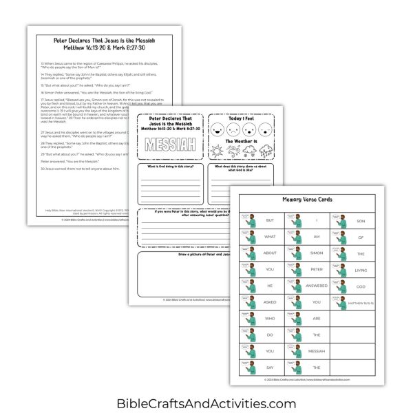 peter declares that jesus is the messiah activity pages