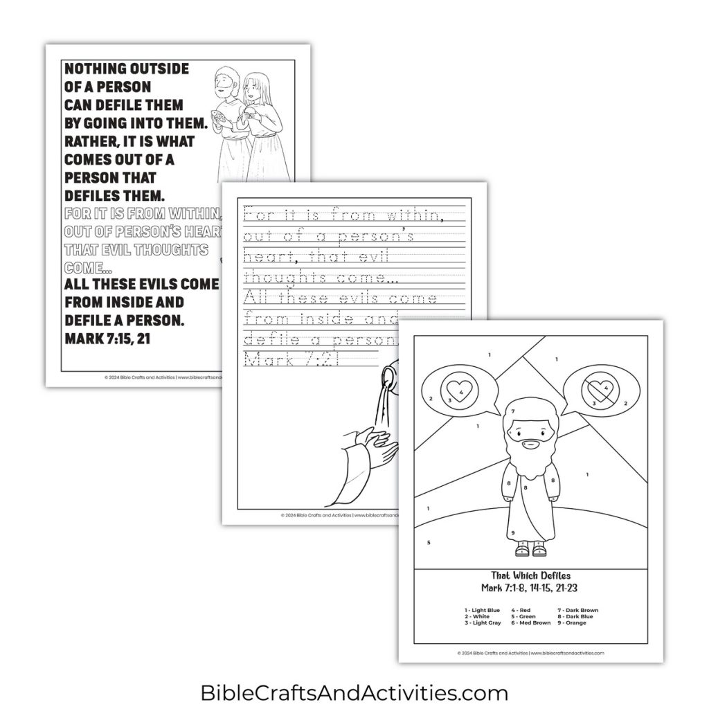 That Which Defiles Activity Pages - Bible Crafts Shop