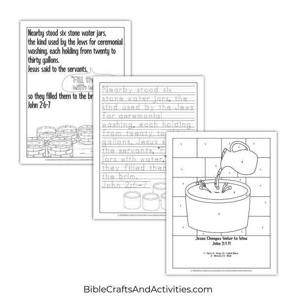 jesus changes water to wine activity pages