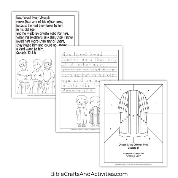 joseph and the colorful coat activity pages