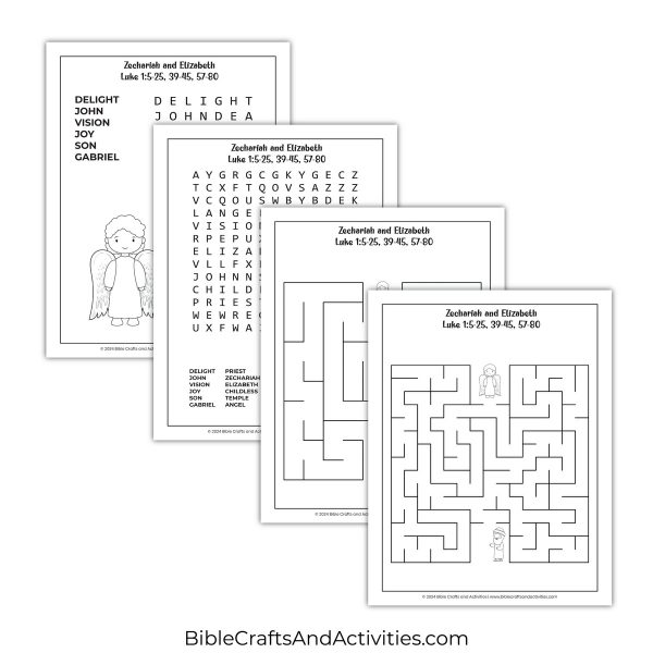 zechariah and elizabeth activity pages