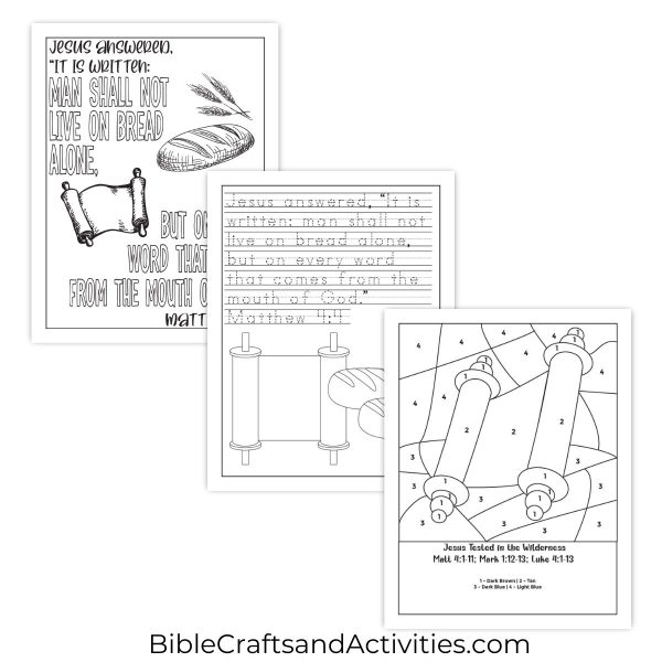 jesus tested in the wilderness activity pages