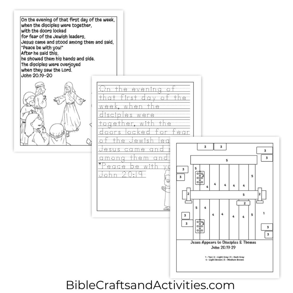 Jesus Appears to Disciples and Thomas Activity Pages - Bible Crafts Shop