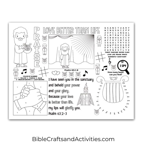 love better than life psalm 63 activity sheet